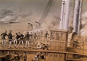 法军旗舰窝尔达号遭到炮击。