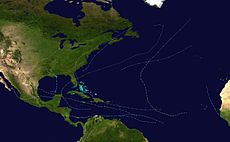 Track map of the 1988 Atlantic hurricane season