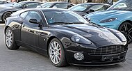 A front three-quarters view of a black Vanquish S.