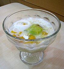 Es teler, shaved ice dessert with avocado and coconut (Indonesia)