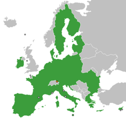 Map indicating locations of European Union and Liechtenstein