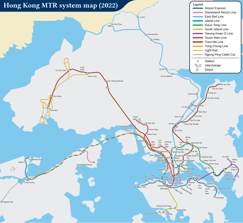 System map of the MTR effective from 14 February 2020.