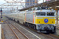 A Cassiopeia service at Utsunomiya Station in September 2007, hauled by a JR East Class EF81 electric locomotive