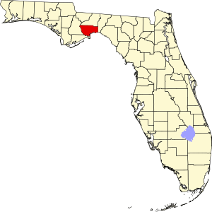Map of Florida highlighting Wakulla County