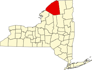 Map of New York highlighting St. Lawrence County