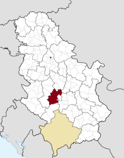 Location of the city of Kraljevo within Serbia