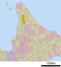 Location of Nakagawa in Hokkaido (Kamikawa Subprefecture)