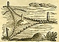 Triangular flat burial cairns (Drawing from the Swedish book Nordbon under hednatiden, 1852)