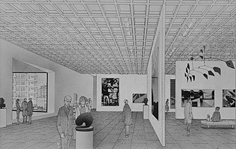 Gallery view highlighting movable partitions, the ceiling grid, and window alcove