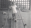 Three-year-old Elizabeth Edmondson learning to walk