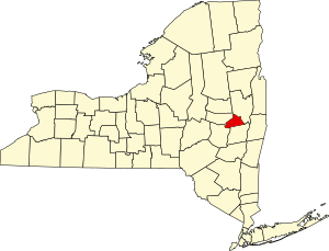 Map of New York highlighting Schenectady County