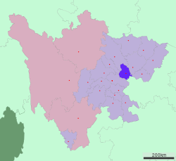 Location of Suining in Sichuan
