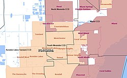 Map of Westchester CDP after merging with University Park CDP in 2020