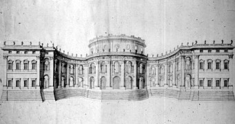 Bernini's first project (1664), drawing, Musée du Louvre[12]