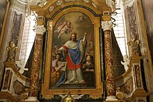 Photograph of the altarpiece and chapel of San Luigi in the Church of San Luigi dei Francesi, Rome