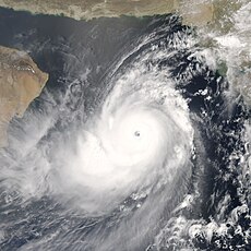 Satellite image of Cyclone Gonu near its peak intensity