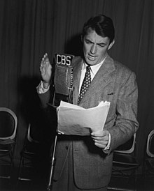 A black and white photograph of Peck for CBS Radio.