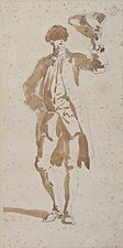 Man Shading His Face with a Tricorne (no date), brown wash, over graphite, 21.6 x 10.6cm., Metropolitan Museum of Art