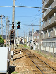 中新凑站的下行信号机（2014年9月21日）