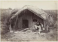 Whare mid 1870s (man at front is the Chief Tahau)