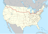 I-90 on a map of the contiguous United States