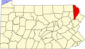 Map of Pennsylvania highlighting Wayne County