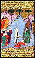 Muhammad and his wife Aisha freeing the daughter of a tribal chief. From the Siyer-i Nebi, c. 1388.