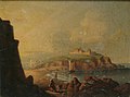 Philip John Ouless - Sailing ship at St. Malo, with figure in foreground.jpg