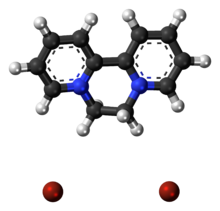 Ball-and-stick model of the component ions of diquat