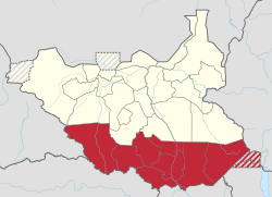 赤道大區在南蘇丹的位置