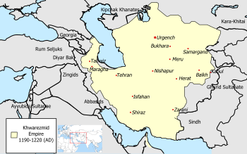 Map of the Khwarazmian Empire.