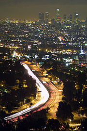 洛杉矶市区和好莱坞高速路夜景