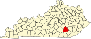 Map of Kentucky highlighting Laurel County