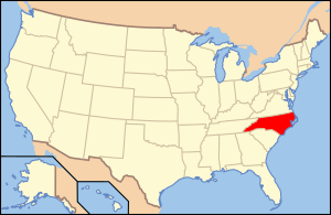 地图中高亮部分为北卡罗来纳州
