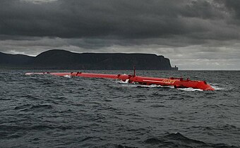 View of a wave energy converter at the European Marine Energy Centre