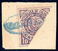 Santander 1889, bisected 10c, Ocaña postmark
