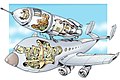 Cutaway illustration of a combination of a plane and sort of spaceshuttle