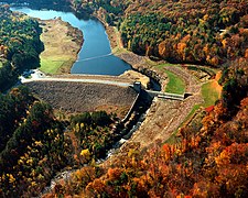 Westville Lake and Dam on the Quinebaug River in Worcester County, Massachusetts