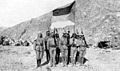 Image 14Soldiers in the Arab Army during the Arab Revolt of 1916–1918, carrying the Flag of the Arab Revolt and pictured in the Arabian Desert. (from History of Saudi Arabia)