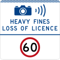 (G6-329-1) Speed Camera (Heavy Fines Loss of Licence) (Speed Limit) (used in New South Wales)