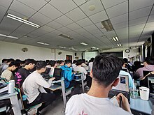 Students in a classroom at the West Teaching Area in the Zijingang Campus of ZJU.