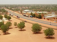 Truck and car traffic along Boulevard Mali Bero, Niamey, Niger