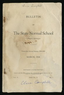 A published bulletin from the state normal school dated March, 1924.