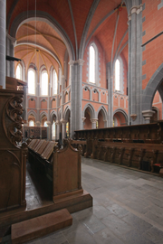 Crossing, apse and choir stalls of the gothic abbey church »Our Dear Lady of Marienstatt«, Westerwald, Germany