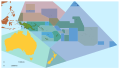 Map of Oceania with illustrative country Zones and no text