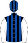 Black and royal blue stripes, white sleeves