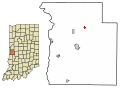 Location of Marshall in Parke County, Indiana.
