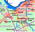 Parkwood Hills in Nepean map (derivative).