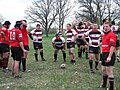 The Rogues gathering for a gangbang against the Tri-City Barbarians RFC