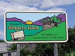 Singers Glen welcome sign